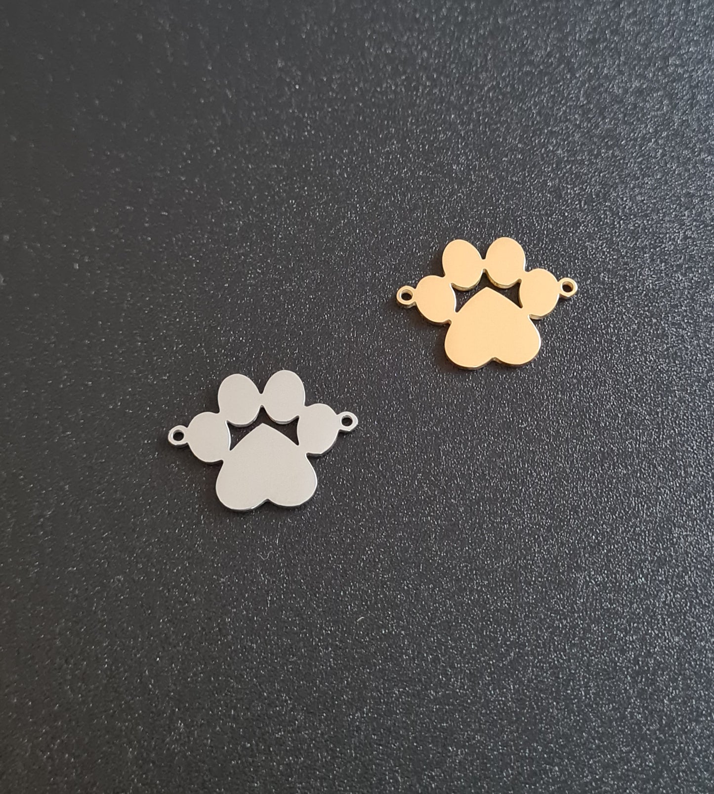 Breloque connecteur de bracelet ou collier à 2 trous patte de chat de 20,3x15,3 mm