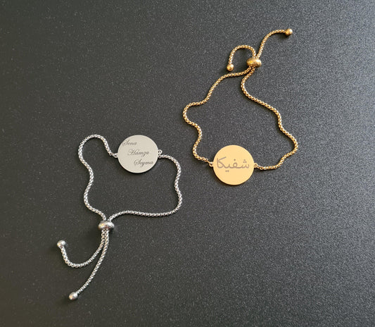 Bracelet médaillon cercle de 20 mm réglable avec curseur