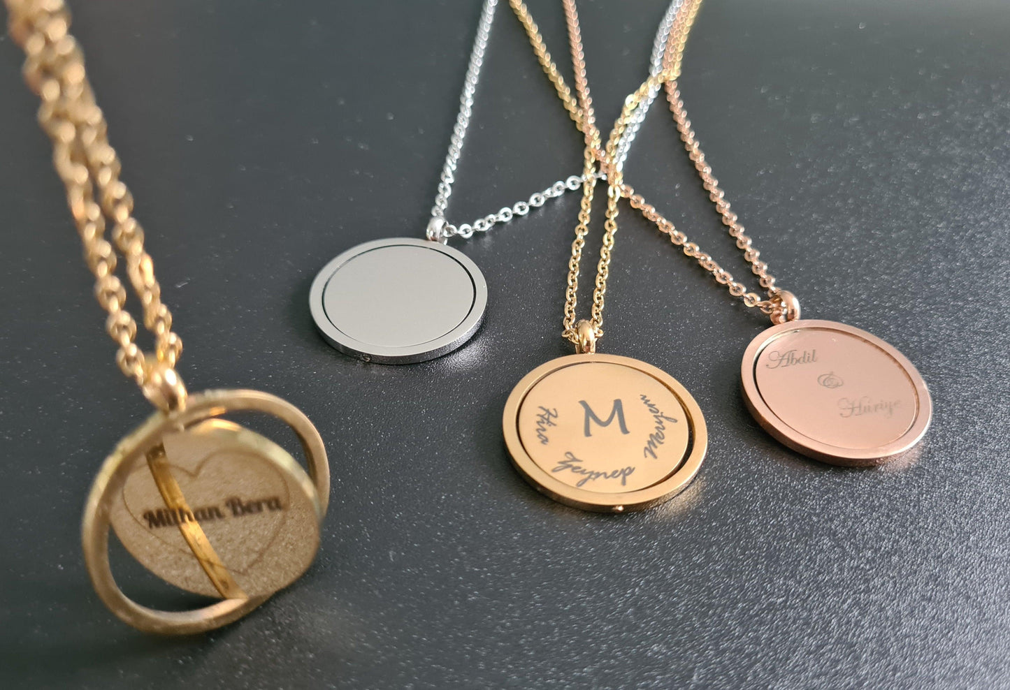 Collier avec médaillon rotatif de 25 mm à personnaliser
