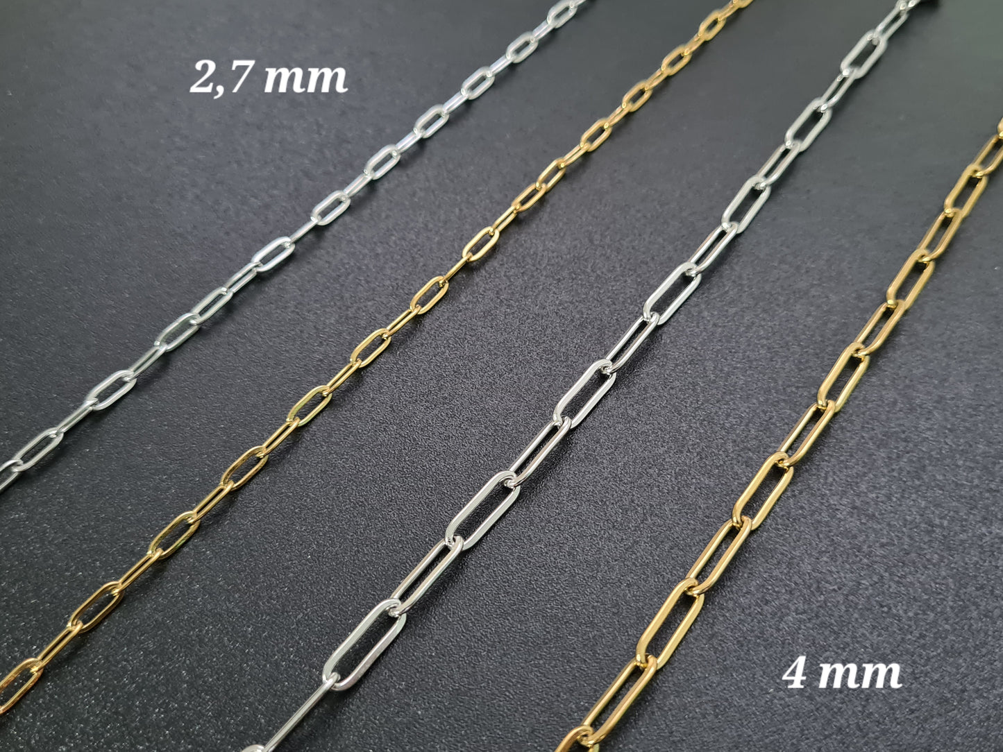 Bracelet maille de 2,7 et 4 mm et de longueur 16-18-20 cm