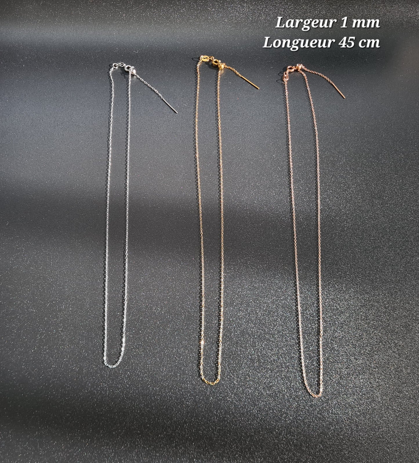 Chaine #2 de 1 mm d'épaisseur et de 45 cm de long avec fermoir coulissant