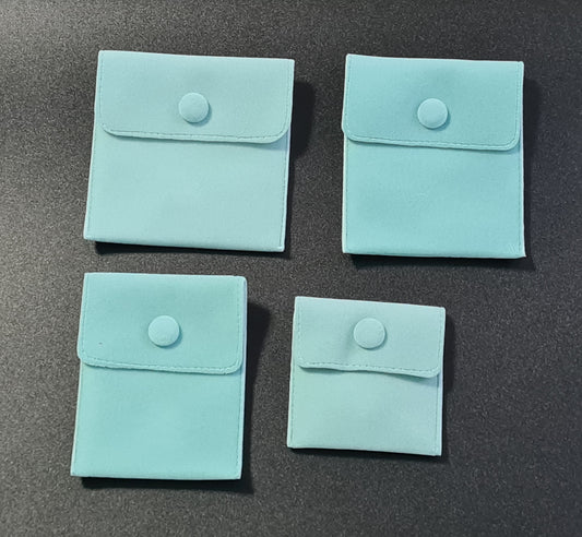 Ecrin pochon cadeau à clips en velours bleu clair